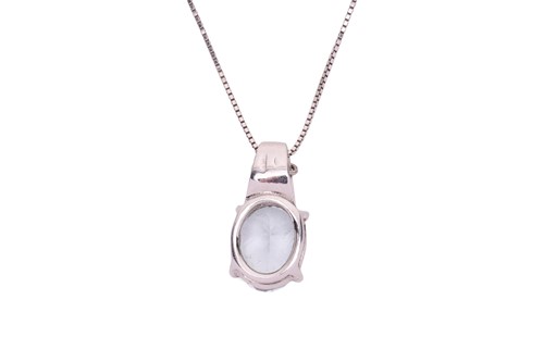 Lot An aquamarine and diamond pendant on chain,...