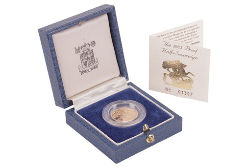 Lot 6 - A 1985 Queen Elizabeth II Proof Half Sovereign,...