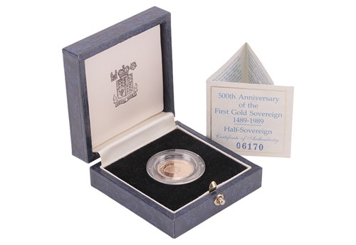 Lot 10 - A 1989 Queen Elizabeth II Proof Half Sovereign,...