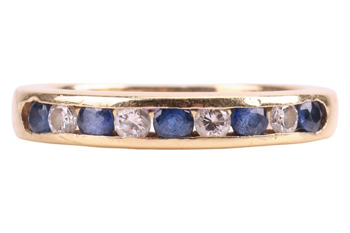 Lot A sapphire and diamond half eternity ring,...
