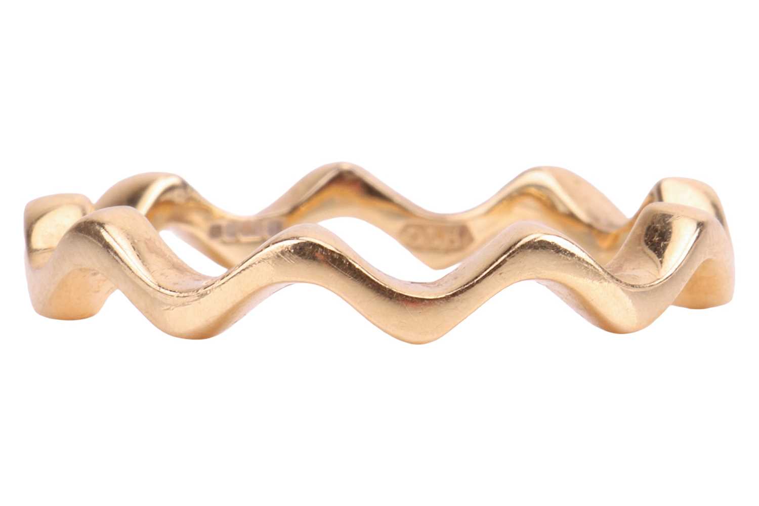 Lot An 18ct gold band ring, of wavy abstract...