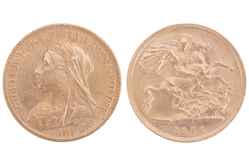 Lot 78 - A Victoria Half Sovereign, 1900, old veiled...