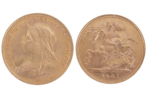 Lot 79 - A Victoria Half Sovereign, 1901, old veiled...