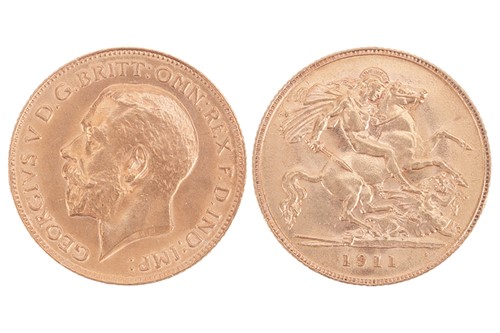 Lot 87 - A George V Half Sovereign, 1911, bare head...
