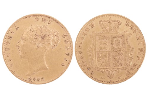 Lot 66 - A Victoria Half Sovereign, 1866, young head...