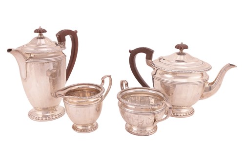 Lot A four-piece silver tea service, by Barker...