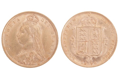 Lot 77 - A Victoria Half Sovereign, 1892, Jubilee head...