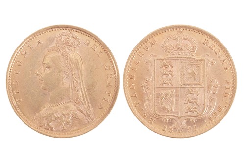 Lot 75 - A Victoria Half Sovereign, 1891, Jubilee head...