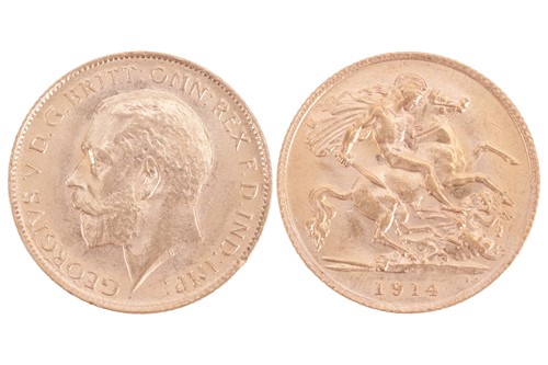Lot 93 - A George V Half Sovereign, 1914, bare head...