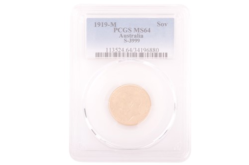 Lot 103 - An Australia George V 1919-M Sovereign,...