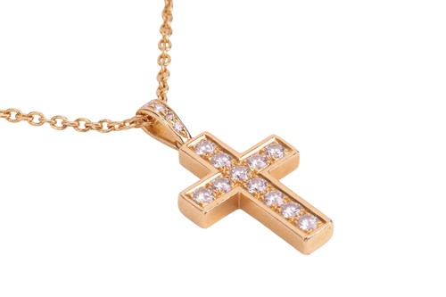 Lot Cartier - An 18ct gold diamond-set cross...
