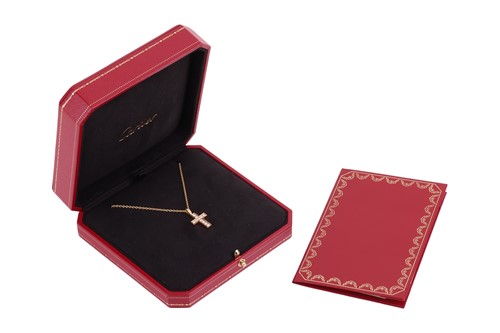 Lot Cartier - An 18ct gold diamond-set cross...
