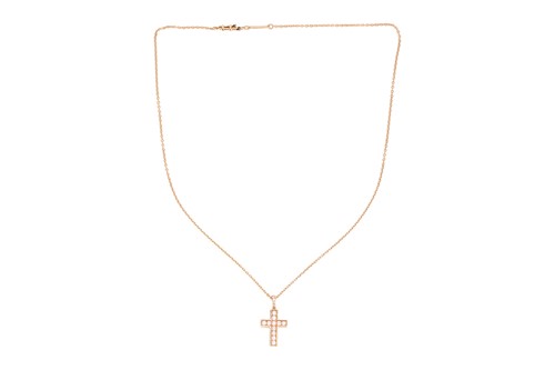 Lot Cartier - An 18ct gold diamond-set cross...