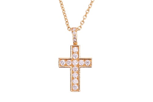 Lot Cartier - An 18ct gold diamond-set cross...