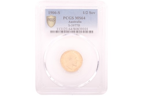 Lot 113 - An Australia Edward VII 1906 Half Sovereign,...
