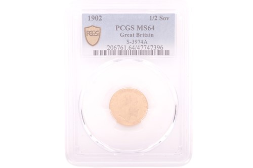Lot 110 - An Edward VII 1902 Half Sovereign, bare head...