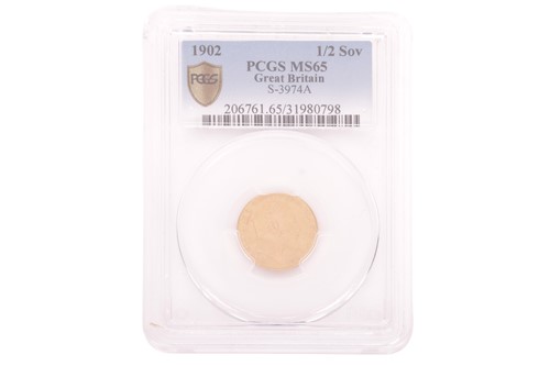 Lot 111 - An Edward VII 1902 Half Sovereign, bare head...