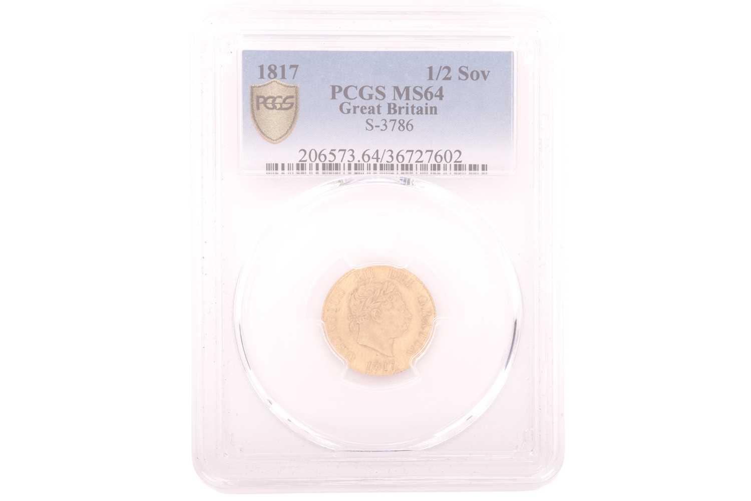 Lot 108 - A George III 1817 Half Sovereign, laureate...