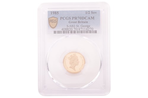 Lot 123 - An Elizabeth II 1985 Half Sovereign, crowned...