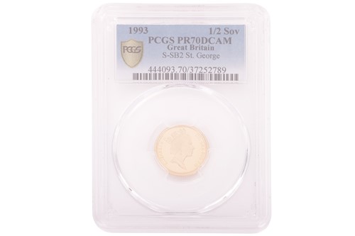 Lot 131 - An Elizabeth II 1993 Half Sovereign, crowned...