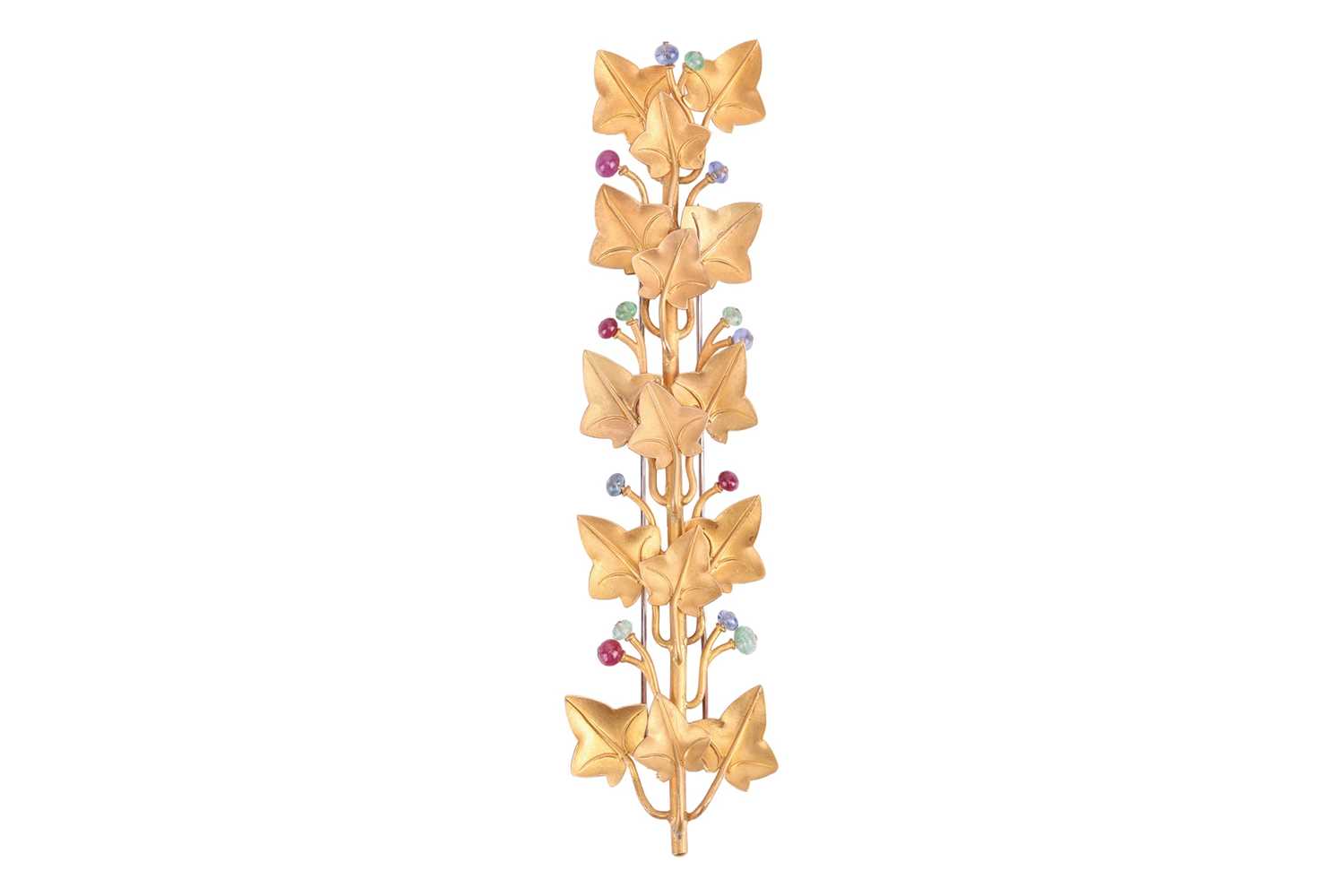 Lot A leaf brooch, comprising climbing ivy leaves,...