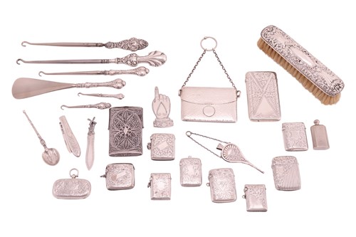 Lot 186 - A collection of silver vesta cases, and card...