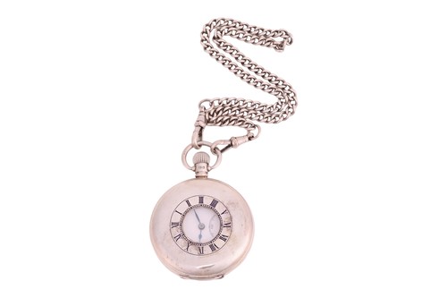 Lot 141 - A Silver Half Hunter Pocket Watch and Chain...