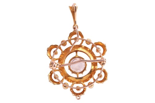 Lot A seed pearl brooch-cum-pendant, of floral...