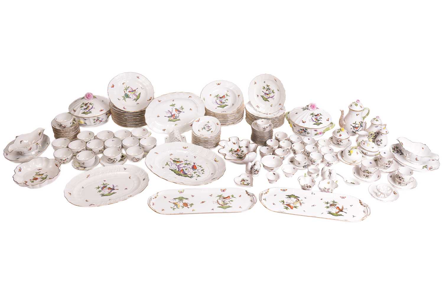Lot An extensive Herend China Rothschild Bird...