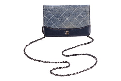 Lot 1 - Chanel - a ‘Gabrielle’ wallet on chain in blue...