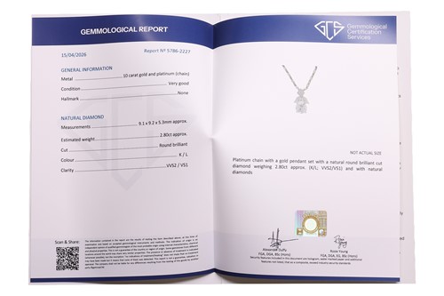 Lot 191 - A diamond pendant on chain, the pendant...