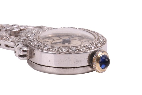 Lot An early 20th century diamond-set fob watch,...