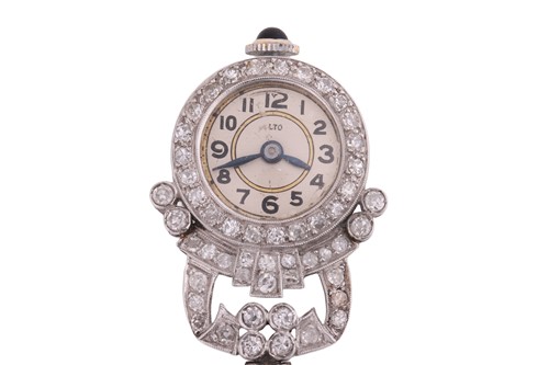 Lot An early 20th century diamond-set fob watch,...