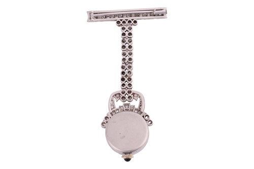 Lot An early 20th century diamond-set fob watch,...