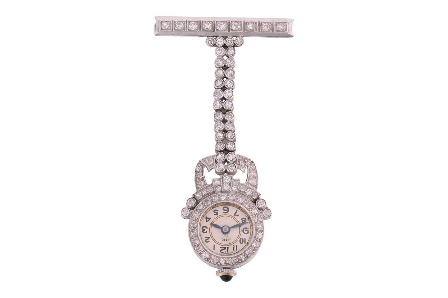Lot An early 20th century diamond-set fob watch,...
