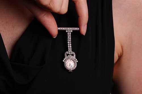Lot 48 - An early 20th century diamond-set fob watch,...