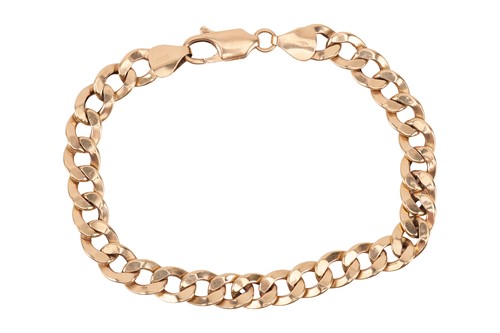 Lot 89 - A flat curb chain bracelet; the heavy flat...