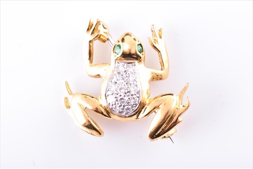 Lot 576 - An 18ct yellow gold and diamond novelty brooch...