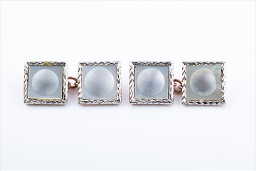 Lot 500 - A pair of 9ct rose gold and mother-of-pearl...